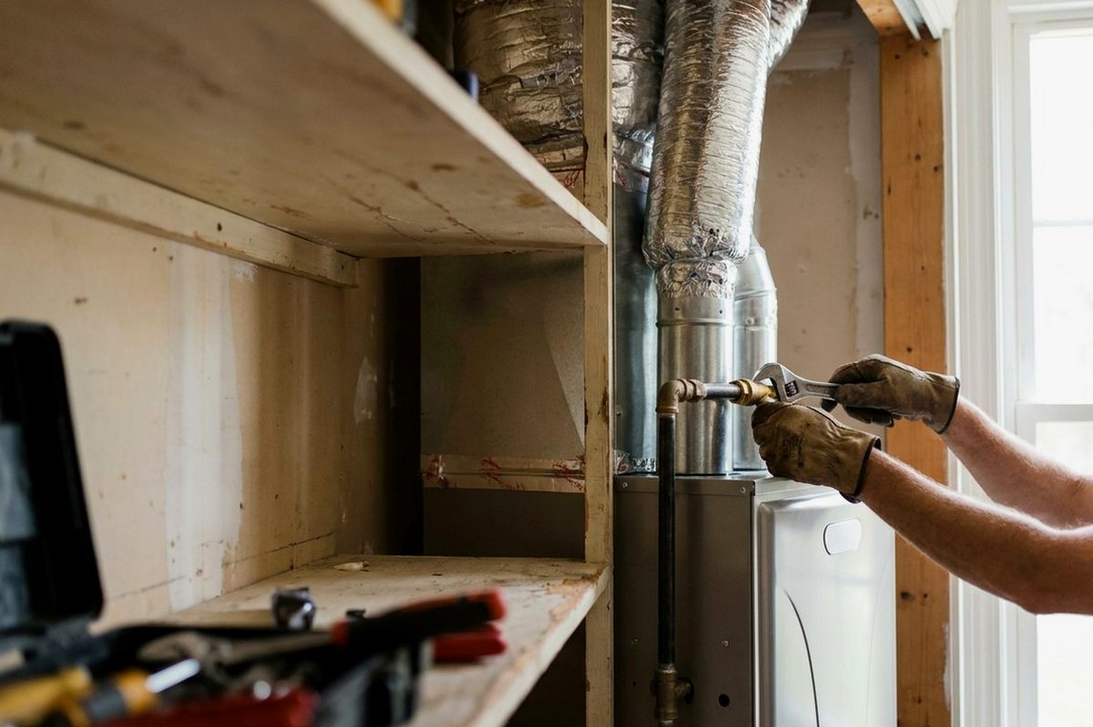 Furnace Installation technician at work