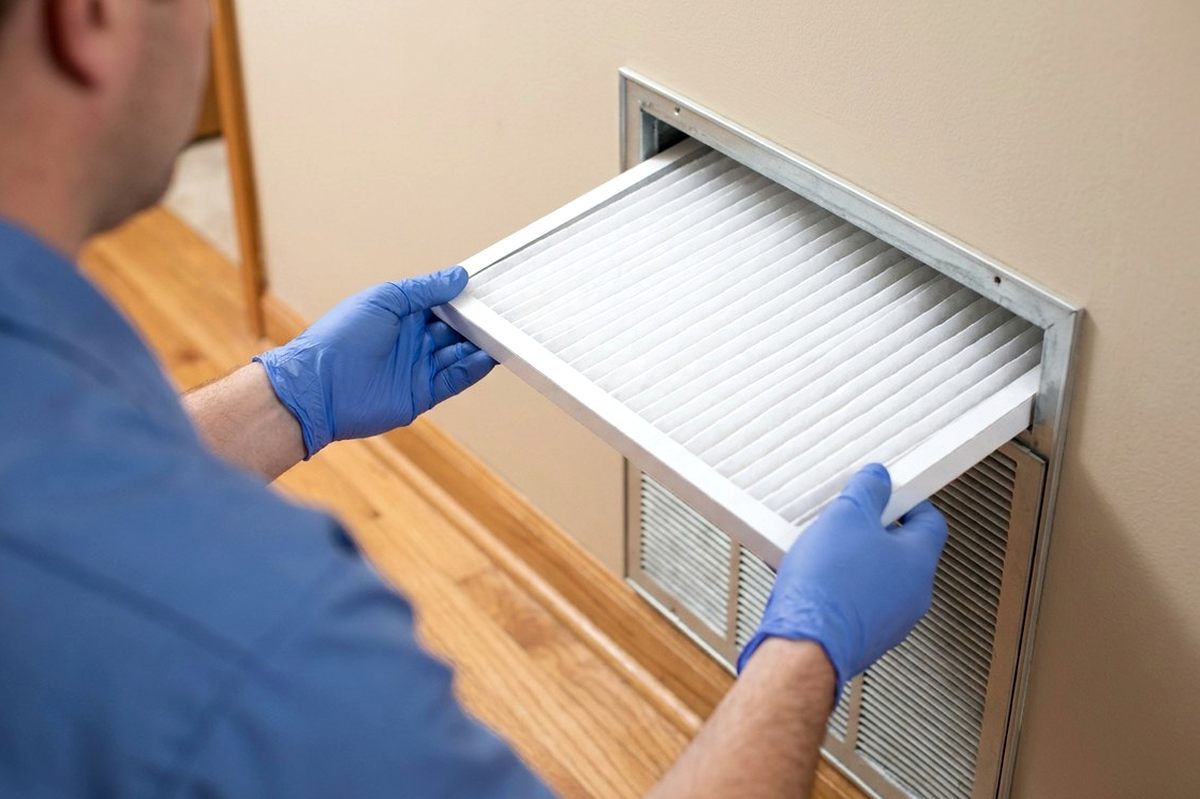 HVAC Maintenance technician at work